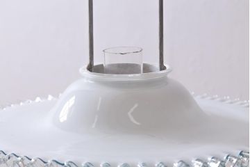 アンティーク雑貨　日本製　ASAHI　巻き芯14番　フリルシェードがおしゃれな吊り下げ式オイルランプ(ランタン、ハンギングランプ)(R-040686)