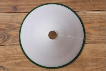 ヴィンテージ照明　ヨーロッパ　グリーンのラインが素敵な三角シェードのペンダントライト(吊り下げ照明、天井照明、シェード、ビンテージ)(R-040690)