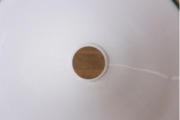 ヴィンテージ照明　ヨーロッパ　グリーンのラインが素敵な三角シェードのペンダントライト(吊り下げ照明、天井照明、シェード、ビンテージ)(R-040690)