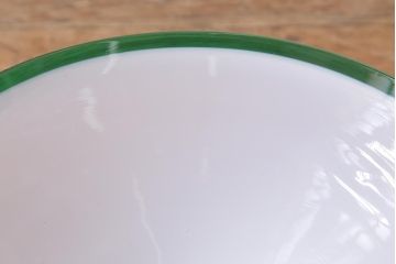 ヴィンテージ照明　ヨーロッパ　グリーンのラインが素敵な三角シェードのペンダントライト(吊り下げ照明、天井照明、シェード、ビンテージ)(R-040690)