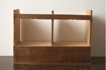 レトロ雑貨　昭和中期　明るい木色が柔らかな印象与える引き出し付きブックスタンド(本立て、小物収納)(R-040695)