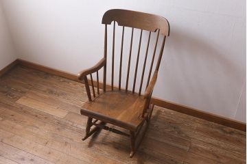 中古　飛騨産業　穂高　ナラ材　使い勝手のよいシンプルなロッキングチェア(アームチェア)(R-040696)