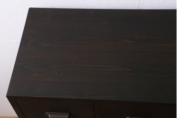 ラフジュ工房オリジナル　古材リメイク家具　引き出し付きパタパタ扉の下駄箱(収納棚、キャビネット)(R-040697)