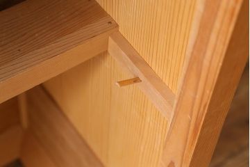 中古　民芸家具　柄杓付き　網代編みの引戸が目を引く置水屋(置き水屋、茶水屋、茶道具、戸棚)(R-040699)