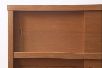 中古　民芸家具　柄杓付き　網代編みの引戸が目を引く置水屋(置き水屋、茶水屋、茶道具、戸棚)(R-040699)