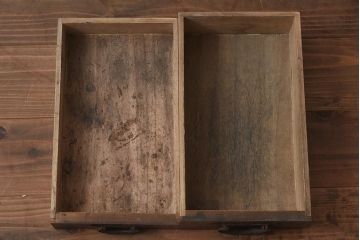 アンティーク家具　古民具　明治大正期　欅(ケヤキ)材　くすんだ金具が味わい深い硯箱(小引き出し)(R-040707)