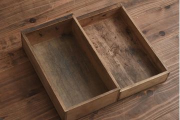 アンティーク家具　古民具　明治大正期　欅(ケヤキ)材　くすんだ金具が味わい深い硯箱(小引き出し)(R-040707)