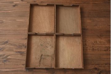 レトロ家具　ナラ材　ネームプレート付き　両面使いの小引き出し(書類ケース、卓上収納)(R-040708)