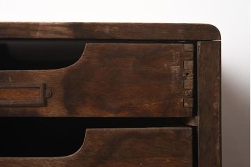 レトロ家具　ナラ材　ネームプレート付き　両面使いの小引き出し(書類ケース、卓上収納)(R-040708)