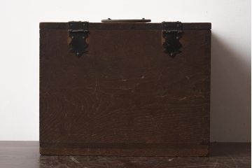 アンティーク雑貨　明治大正期　栗材　古い木の質感が魅力の硯箱(小物入れ、小引き出し、収納箱)(R-040713)