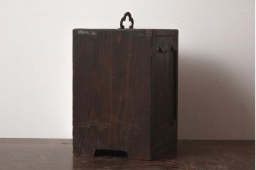 アンティーク家具　持ち手付き　レアもの　木味が魅力の小さなショーケース(人形ケース、木箱、ディスプレイ)(R-040715)