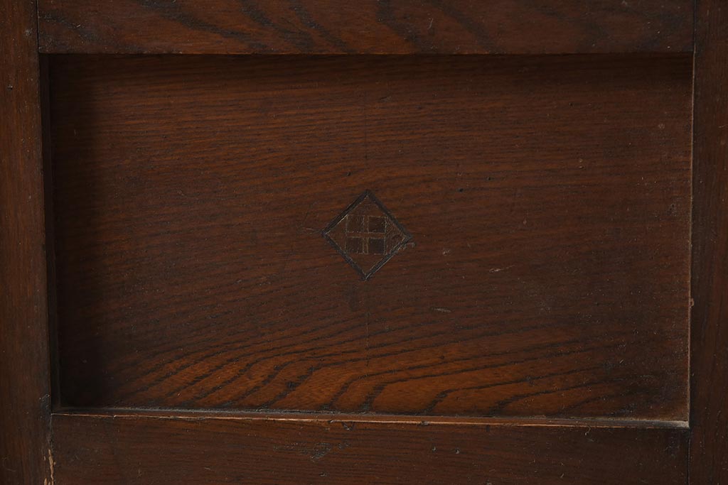 レトロ家具　大正ロマン　栓材　扉の透かしが上品な本箱(ブックケース、収納棚、キャビネット)(R-040721)