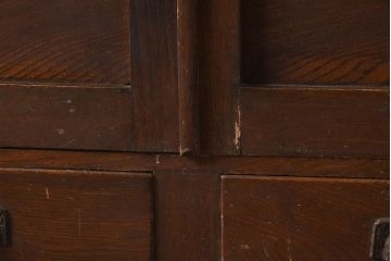 レトロ家具　大正ロマン　栓材　扉の透かしが上品な本箱(ブックケース、収納棚、キャビネット)(R-040721)