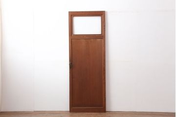 レトロ建具　昭和レトロ　昭和中期　杉材一枚板　窓付きのレトロな木製ドア(建具、扉)(R-040723)