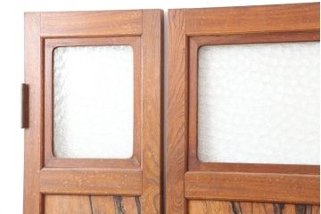 アンティーク家具　和製アンティーク　昭和初期　両開き　激レア!黒柿無垢材が用いられた存在感のある親子ドア1対(木製ドア、扉)(R-040726)