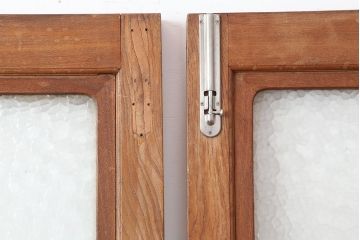 アンティーク家具　和製アンティーク　昭和初期　両開き　激レア!黒柿無垢材が用いられた存在感のある親子ドア1対(木製ドア、扉)(R-040726)