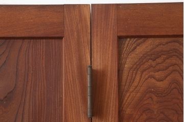 アンティーク家具　和製アンティーク　大正昭和初期　激レア　両開き　美しい杢目の総ケヤキ材でつくられた折り戸1対(親子ドア、木製ドア、扉)(R-040727)