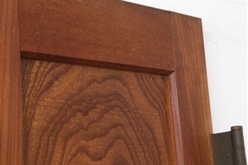 アンティーク家具　和製アンティーク　大正昭和初期　激レア　両開き　美しい杢目の総ケヤキ材でつくられた折り戸1対(親子ドア、木製ドア、扉)(R-040727)