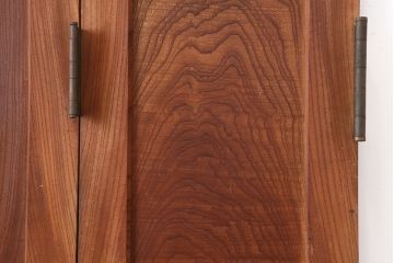 アンティーク家具　和製アンティーク　大正昭和初期　激レア　両開き　美しい杢目の総ケヤキ材でつくられた折り戸1対(親子ドア、木製ドア、扉)(R-040727)