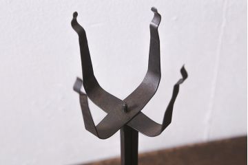 アンティーク雑貨　3分芯　台座付き　薄い青色油壺がおしゃれなオイルランプ(石油ランプ、座敷ランプ)(R-040728)