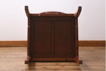 ヴィンテージ家具　カリン材　螺鈿象嵌　高級感漂う上品な佇まいが魅力のアームチェア(板座チェア、椅子、ビンテージ、花梨材)(R-040730)
