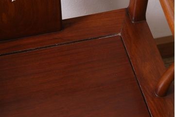 ヴィンテージ家具　カリン材　螺鈿象嵌　高級感漂う上品な佇まいが魅力のアームチェア(板座チェア、椅子、ビンテージ、花梨材)(R-040731)