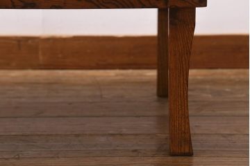 レトロ家具　昭和中期　栓材　味わい深い木肌が魅力の角ちゃぶ台(折りたたみテーブル、座卓、ローテーブル)(R-040732)