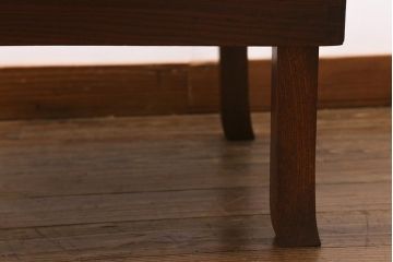 アンティーク家具　大正昭和初期　総ケヤキ材　一枚板　和の風情漂う角ちゃぶ台(折りたたみテーブル、座卓、ローテーブル)(R-040733)