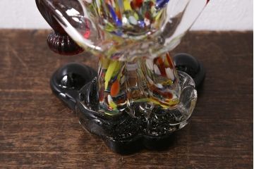 アンティーク雑貨　イタリア製　ヴェネチアンガラス　MURANO(ムラノ)　カラフルな色合いが目を惹くガラス製のピエロの置物(ディスプレイ雑貨)(R-040738)