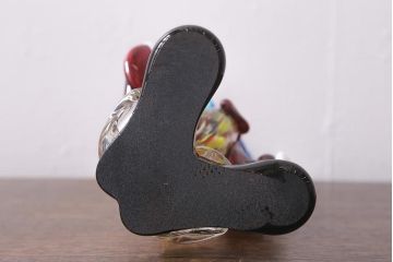アンティーク雑貨　イタリア製　ヴェネチアンガラス　MURANO(ムラノ)　カラフルな色合いが目を惹くガラス製のピエロの置物(ディスプレイ雑貨)(R-040738)