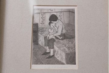 ビンテージ雑貨　Endant et la mine　アートフレーム　日本製　絵画(R-040743)