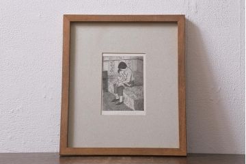 ビンテージ雑貨　Endant et la mine　アートフレーム　日本製　絵画(R-040743)