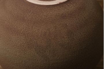 未使用　笠間焼　荒田耕治作　緑藻釉山芋文様壷(R-040744)