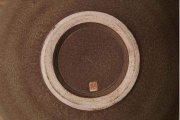 未使用　笠間焼　荒田耕治作　緑藻釉山芋文様壷(R-040744)