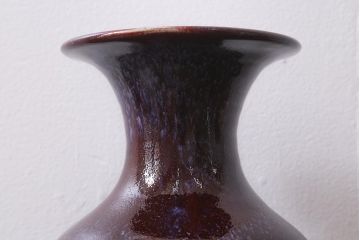 未使用　笠間焼　田山精一作　鈞窯風花瓶(R-040745)