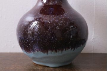 未使用　笠間焼　田山精一作　鈞窯風花瓶(R-040745)