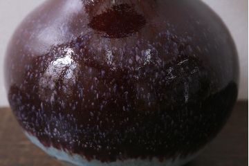 未使用　笠間焼　田山精一作　鈞窯風花瓶(R-040745)