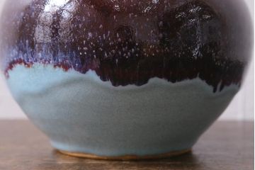 未使用　笠間焼　田山精一作　鈞窯風花瓶(R-040745)