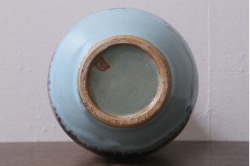 未使用　笠間焼　田山精一作　鈞窯風花瓶(R-040745)