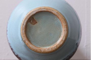 未使用　笠間焼　田山精一作　鈞窯風花瓶(R-040745)