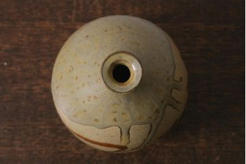 未使用　笠間焼　中野晃嗣　野草文一輪挿(花瓶花器)(R-040748)