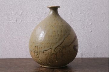 未使用　笠間焼　中野晃嗣　野草文一輪挿(花瓶花器)(R-040748)