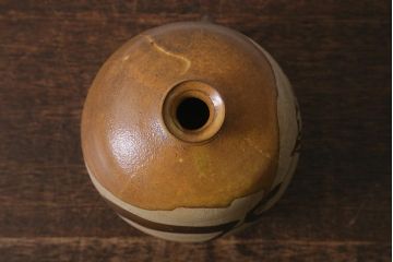 未使用　笠間焼　中野晃嗣　野草文一輪挿(花瓶花器)(R-040749)