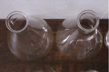 レトロ雑貨　昭和レトロ　実験器具　ビーカーセット6点(メスシリンダー、三角フラスコ)(R-040751)