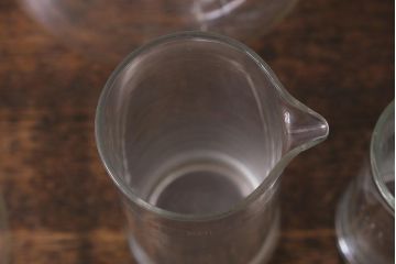 レトロ雑貨　昭和レトロ　実験器具　ビーカーセット6点(メスシリンダー、三角フラスコ)(R-040751)