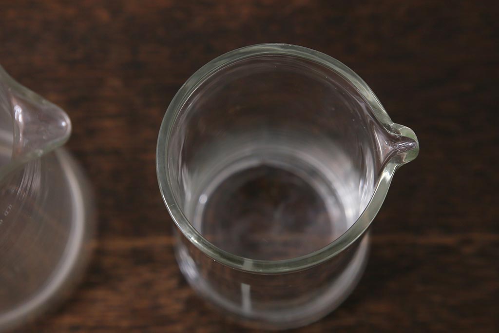 レトロ雑貨　昭和レトロ　実験器具　ビーカーセット6点(メスシリンダー、三角フラスコ)(R-040751)