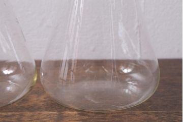 レトロ雑貨　昭和レトロ　実験器具　ビーカーセット6点(メスシリンダー、三角フラスコ)(R-040751)