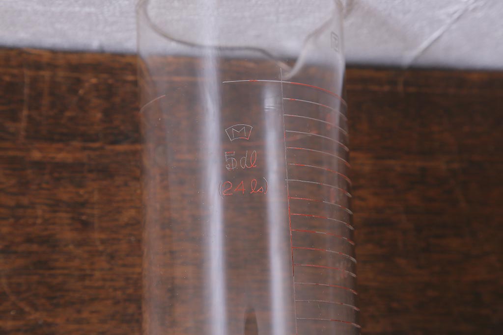 レトロ雑貨　昭和レトロ　実験器具　ビーカーセット6点(メスシリンダー、三角フラスコ)(R-040751)