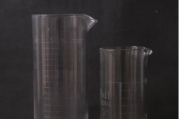 レトロ雑貨　昭和レトロ　実験器具　ビーカーセット6点(メスシリンダー、三角フラスコ)(R-040751)