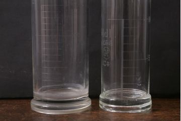 レトロ雑貨　昭和レトロ　実験器具　ビーカーセット6点(メスシリンダー、三角フラスコ)(R-040751)